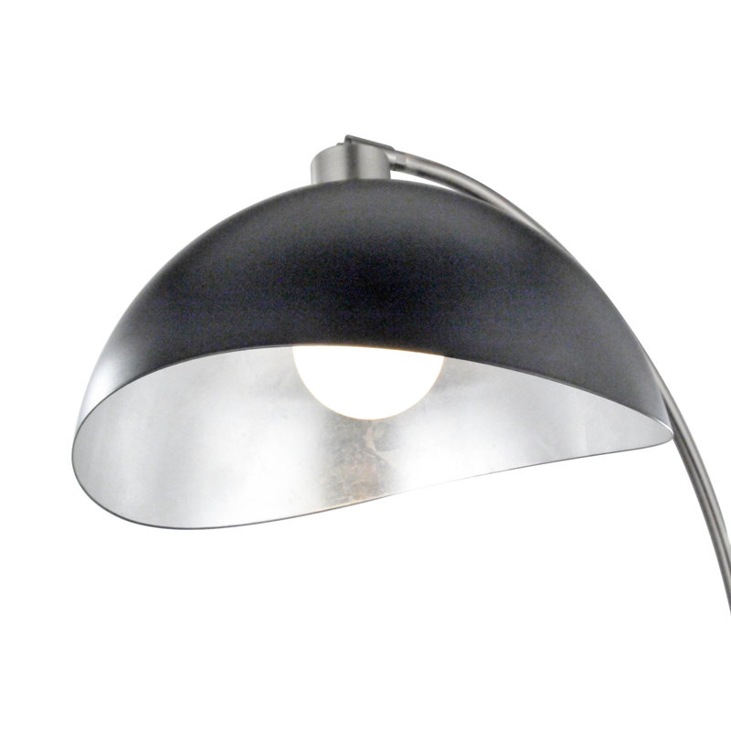 Luna Bella Table Lamp - 28", Antique Nickel, Matte Black/Silver-Leaf Shade, Marble Base, Dimmer Switch, Black, Matte Black
