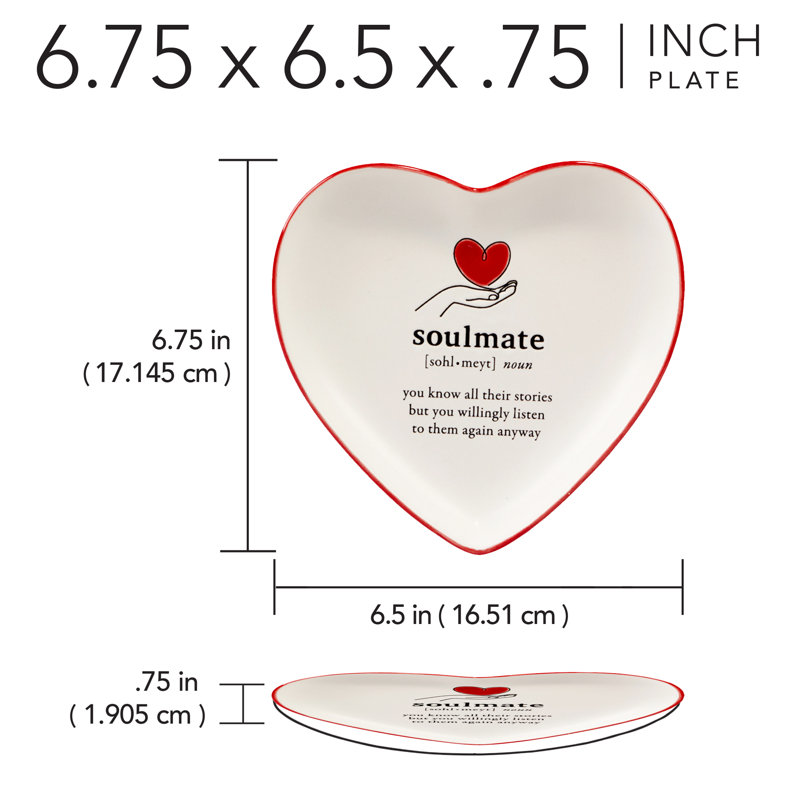 Valentine's Day Set of 4 Heart Shaped Tid Bit Plates