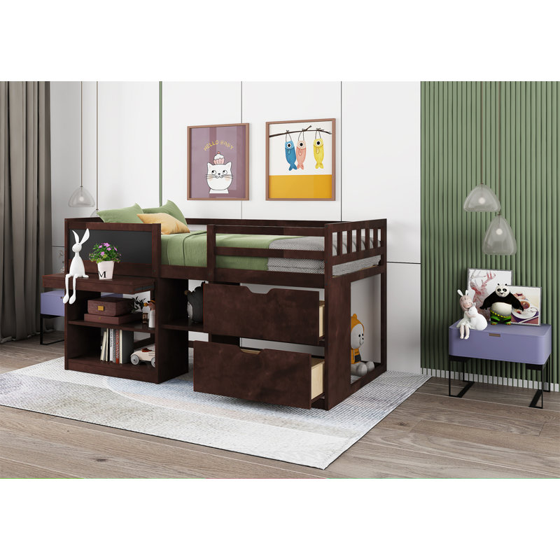 Henadz Kids Twin Loft Bed, Espresso