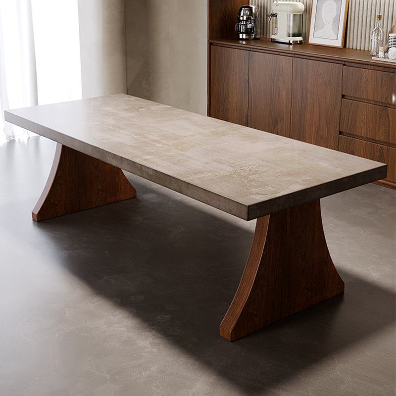 Table de salle à manger rectangulaire grise en bois massif, H 29,53 po x L 78,74 po x l 35,43 po