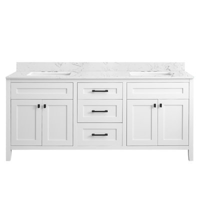 72" Freestanding Double Basin Vanity With Engineered Top