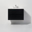 Linear 30 In. W X 21 In. D X 21.5 In. H Bath Vanity In Black Gloss With Solid Surface Countertop
