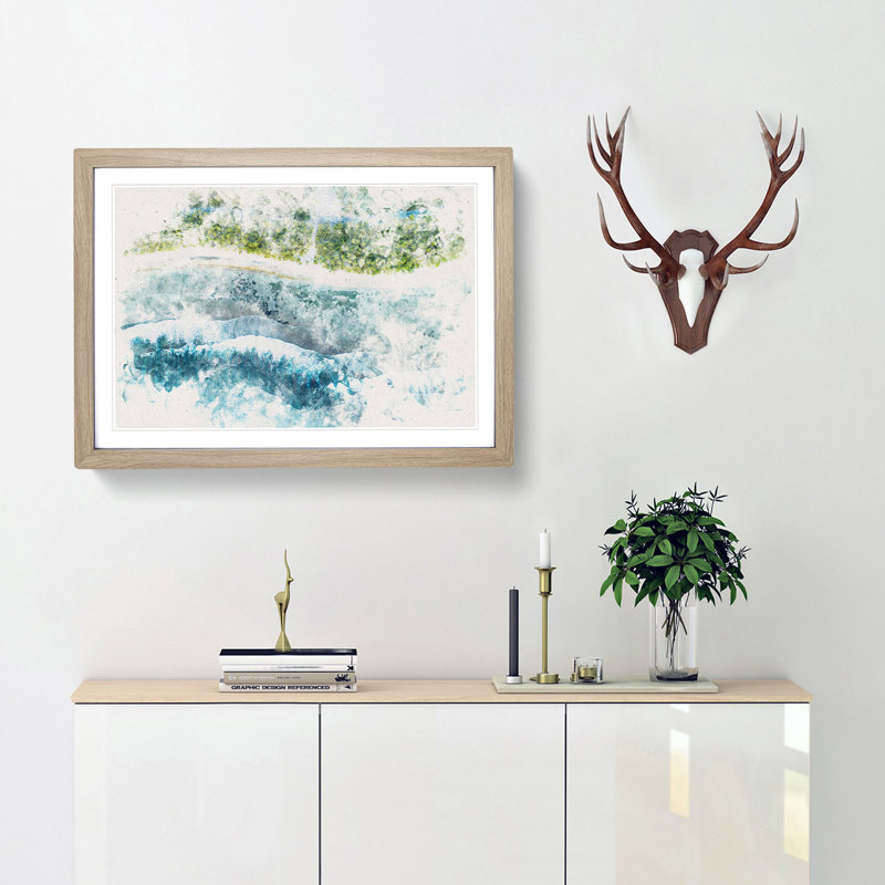 Over the Maldives - Framed Print, 24cm H x 33cm W x 2cm D, Oak Framed