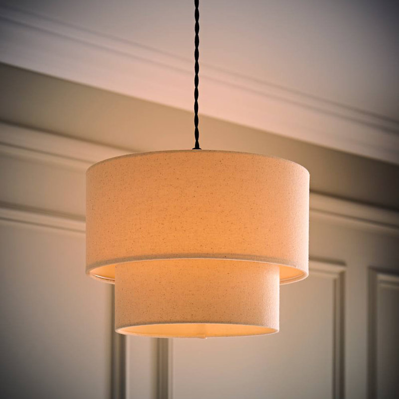 Talar 20cm H Linen Blend Drum Lamp Shade ( Slip-On ), Cream
