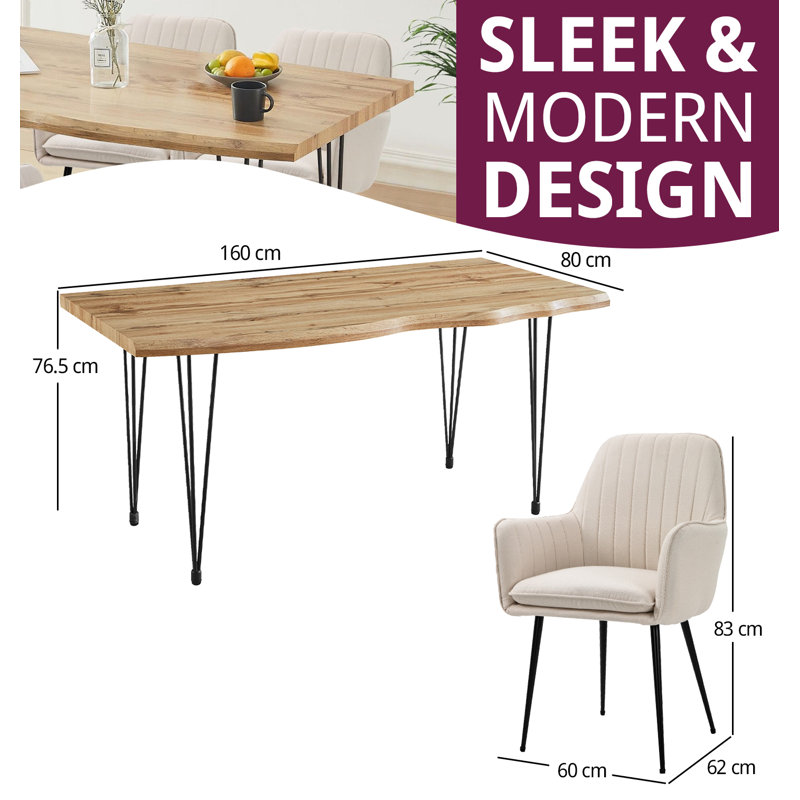 Mose 4 - Person Dining Set, Beige, 76” H x 160” L x 90” W