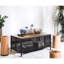 Table basse polyvalente en noir avec plateau en chêne antique et structure et table en métal, construction fonctionnelle
