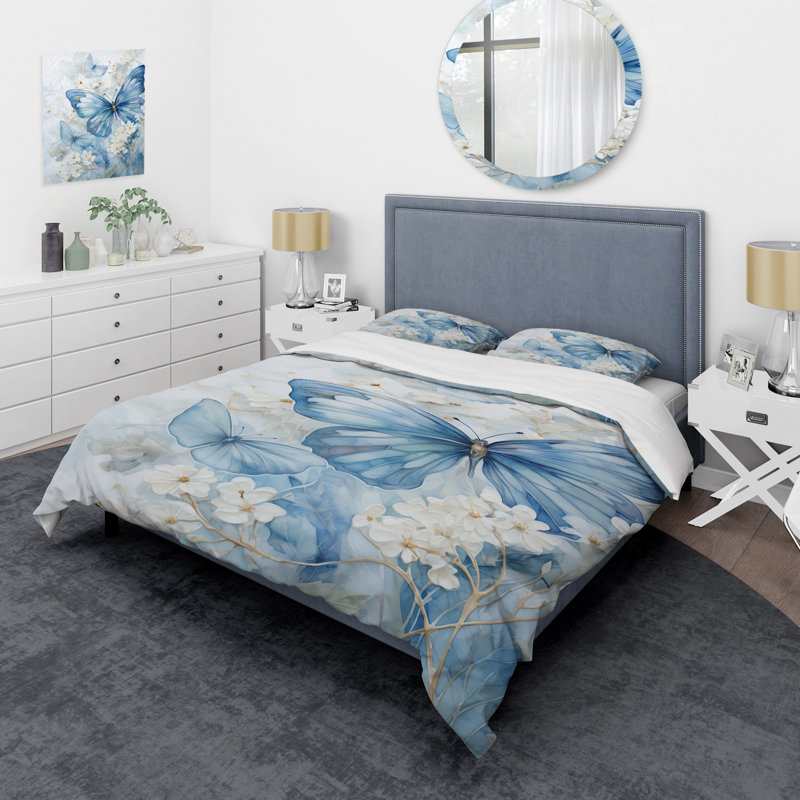 Ensemble de housse de couette Blue Butterfly Whispering Wings II - Butterfly
