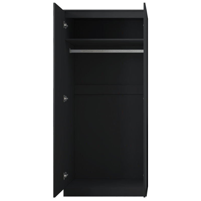 Warren 2 Door Double Wardrobe - High Gloss Front, Soft Close Hinged Doors. Modern No-Handle Push-to-Open Design
