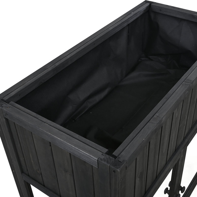 Banc de rempotage en bois avec 2 portes et roulettes, Noir