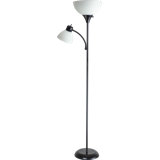 Kamer 71'' Black Torchiere Floor Lamp with Outlet
