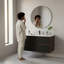 Meuble-lavabo mural flottant 24 po avec double tiroir noir doux | Idée de cadeau