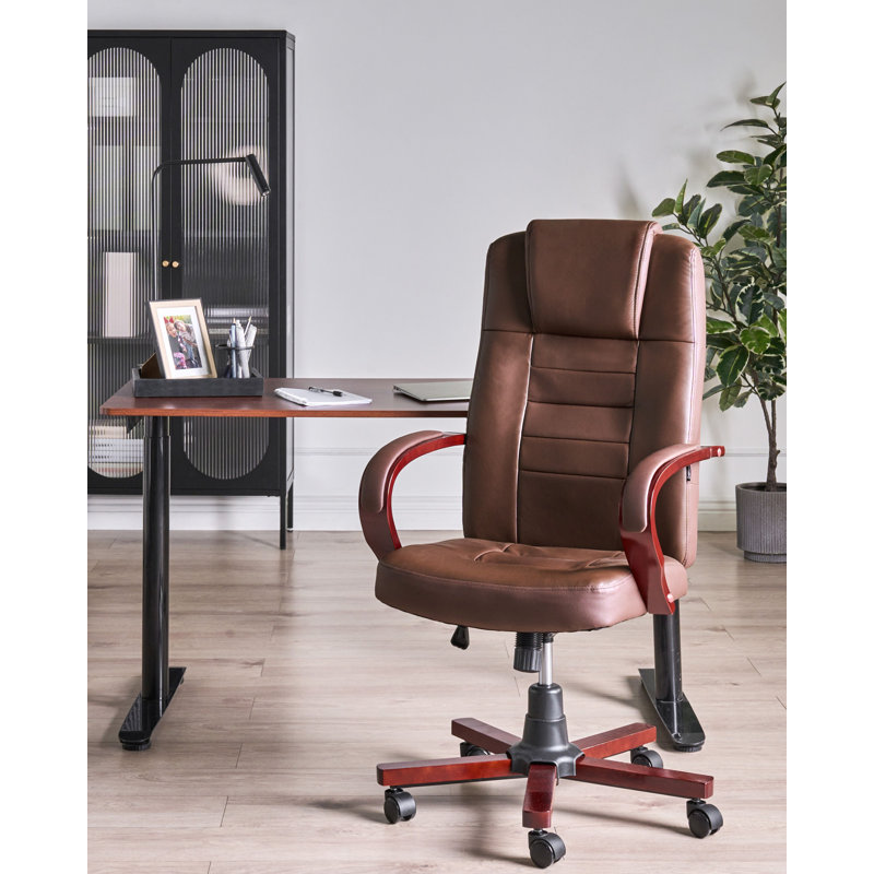 Office Chair with Headrest, Dark Brown