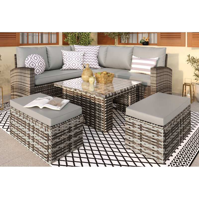 Debbagh Square 9 - Person 89cm Lift-up Long Dining Set