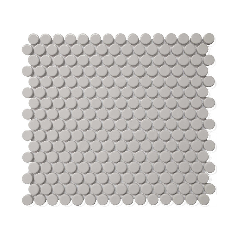 Gray Matte Penny Round 12x12 Porcelain Mosaic for Kitchen Backsplash & Bathroom Wall (Set of 20), Matte Gray