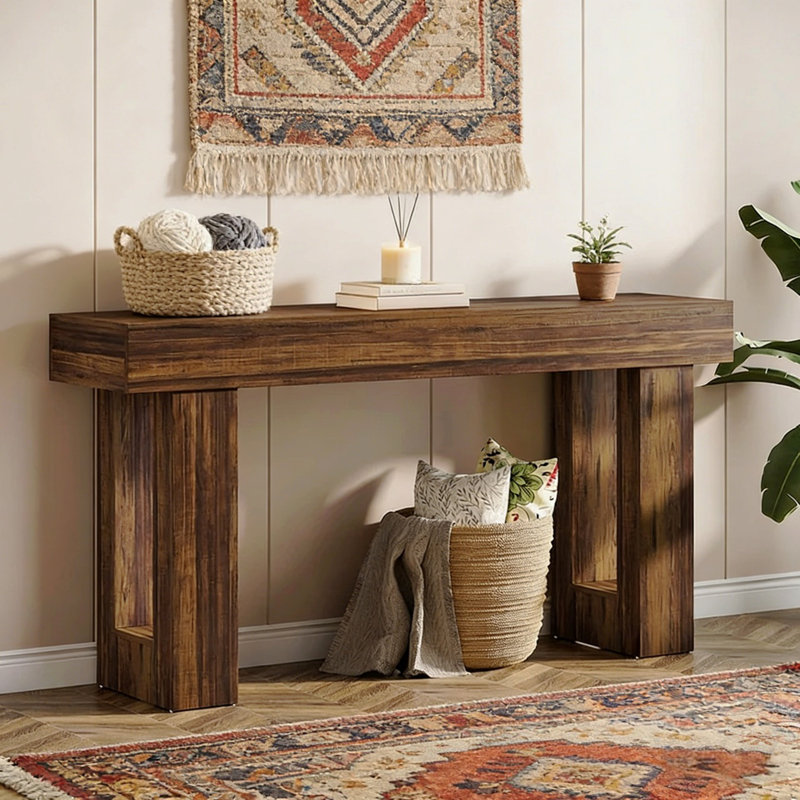 Wooden Entryway Entryway,Country-Style Sofa Table,Console Table, Rustic Brown