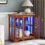 LED Curio Display Cabinet,Antique Display Cabinet With Adjustable Shelves,Retro Design Quality Showcase With Lattice Doors Elegant Bookcase And Storage Cabinet For Home Decor And Organization-1362523317
