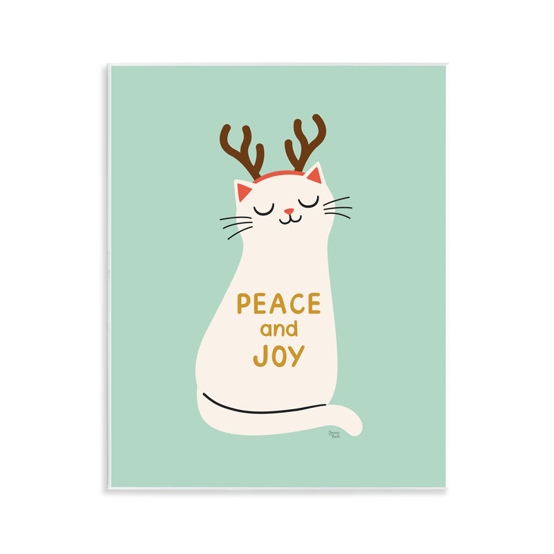 Plaque murale Peace and Joy Cat Antler, design par Jessica Beck