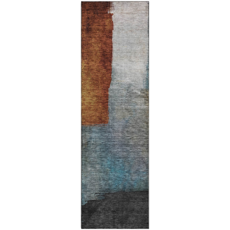 Premium Machine Washable Wayne AMF1100 Squares Rug, Runner 2'3" x 7'6"