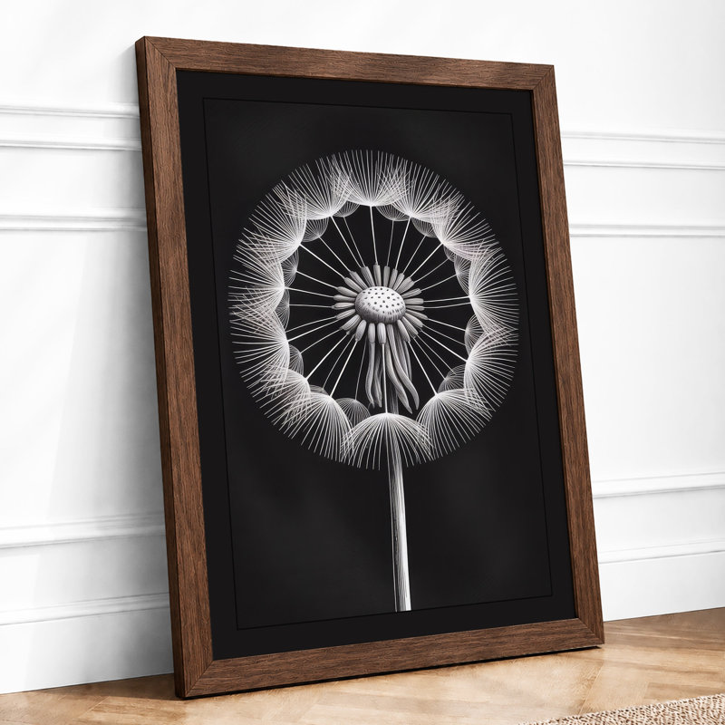Dandelion in Detail Botanical - Framed Print, A2 - 59.4 x 42.0 cm, Walnut