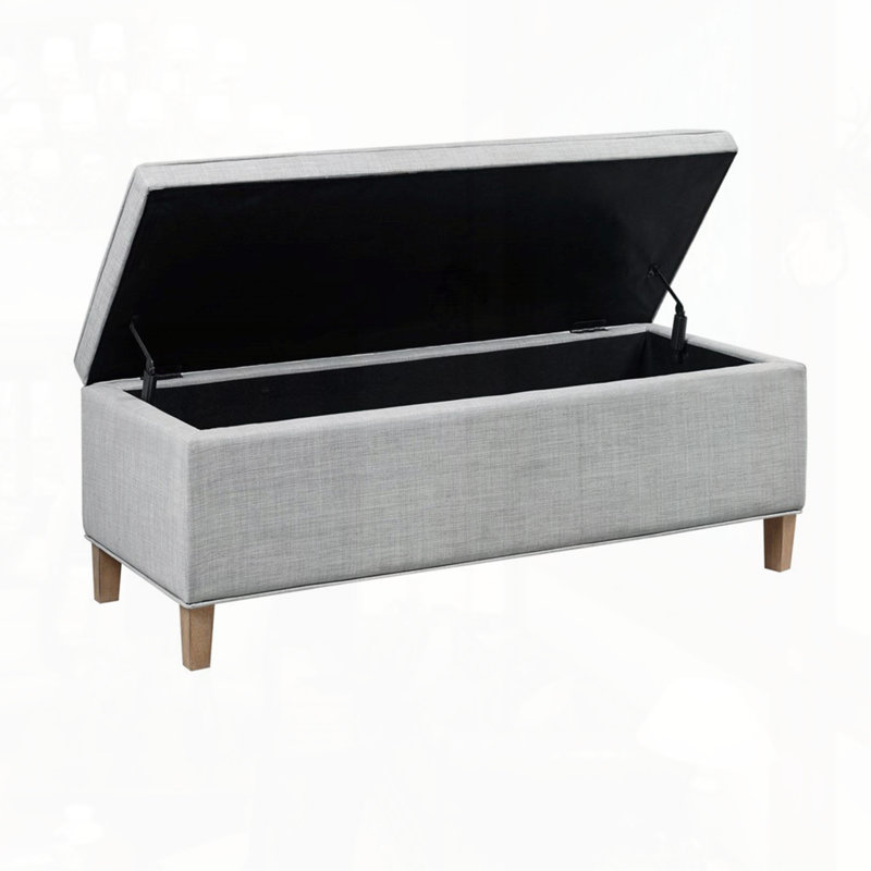 Rectangular Soft Close Storage Bench, Light Gray