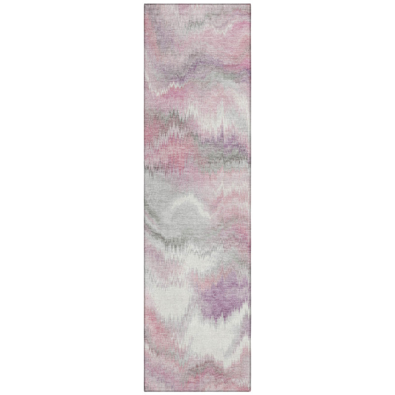 Machine Washable Indoor/Outdoor London ACN2258 Swirls Rug, Runner 2'3" x 7'6"