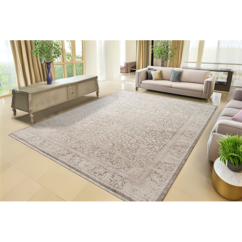 Hilburn 16659-910 GREY/IVORY, Rectangle 5'3" x 7'7"