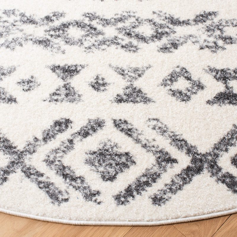 Tapis ivoire / gris Southwestern, Rond 6 pi 7 po