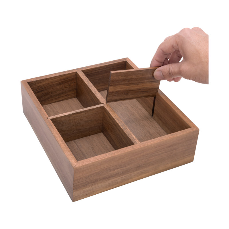 Acacia Wood Expandable Drawer Organizer and Box 4-Piece Set
