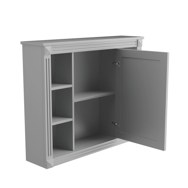 Armoire de salle de bain murale avec miroir, Gris