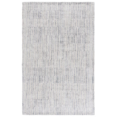 Tapis bleu marine / ivoire en coton / polyester touffeté à la main Lashe 901