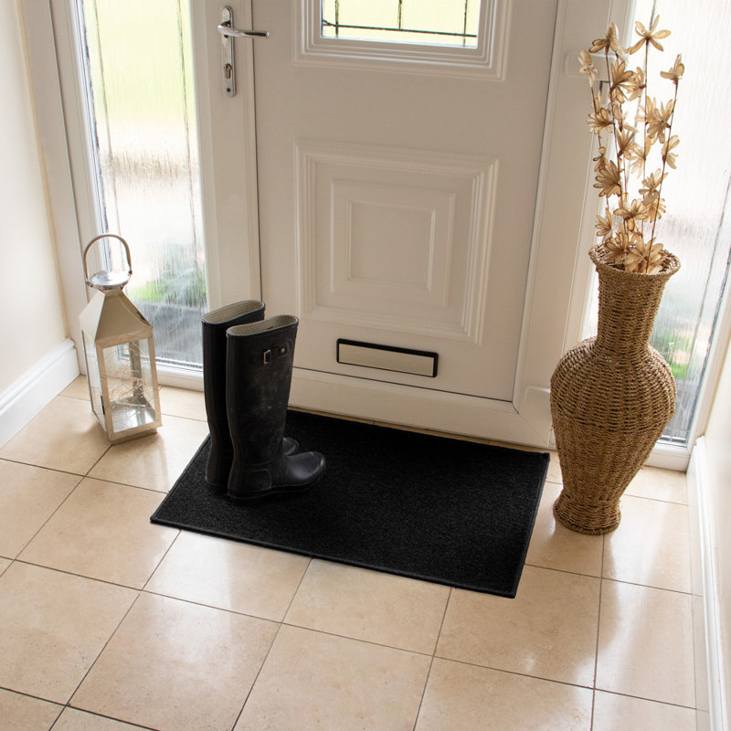 Non-Slip Indoor Doormat, Black, Rectangle W50 x L80 cm