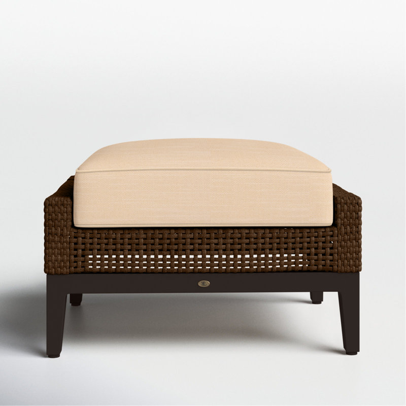 Peninsula Wicker Outdoor Woven Ottoman, Welt + Standard fill, Mahogany/Chestnut, Rollo Lace