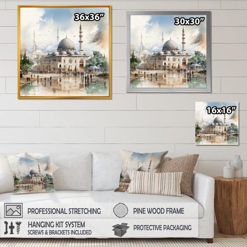 Art mural, "Mosquée", Toile tendue, H 36 po x l 36 po x P 1,5 po