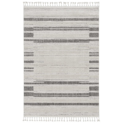 Gray and Ivory Abstract Area Rug