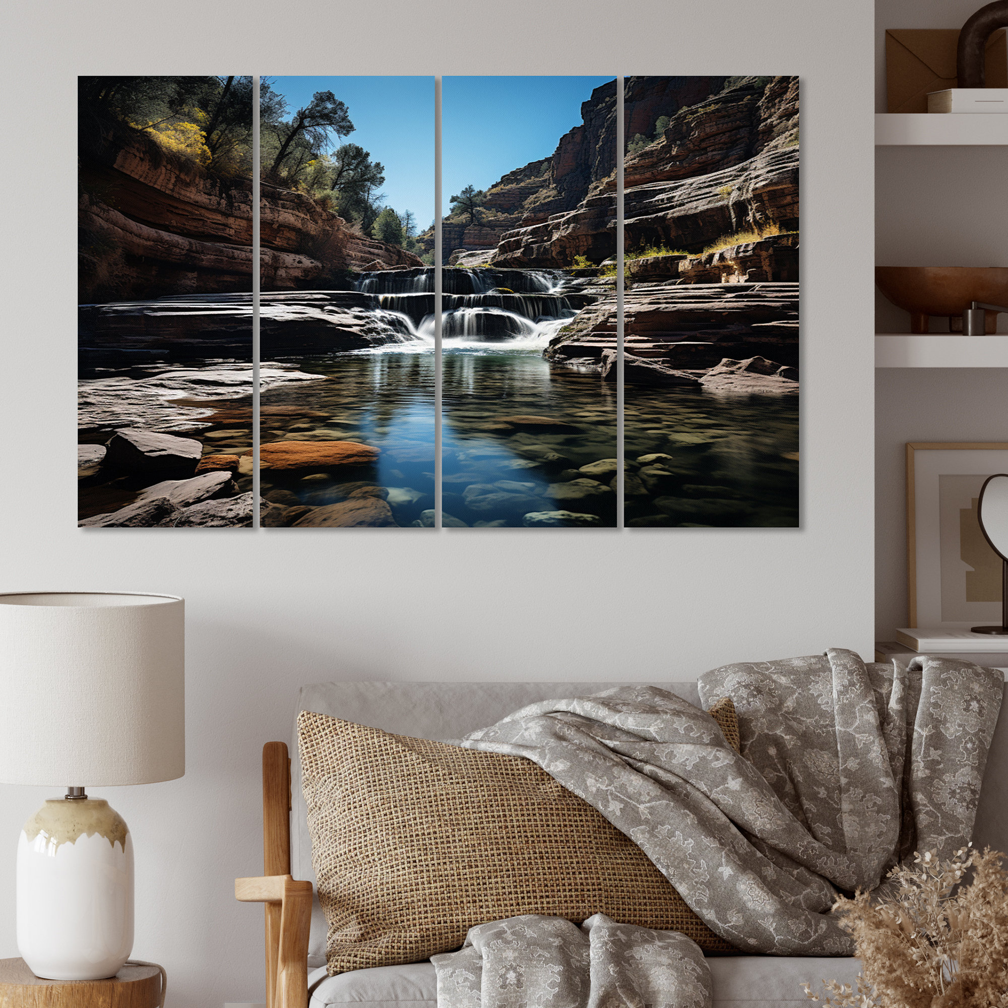 DesignArt Canyon Ephemeral Waterfalls Landscape & Nature Wall Decor on Metal Wayfair Canada