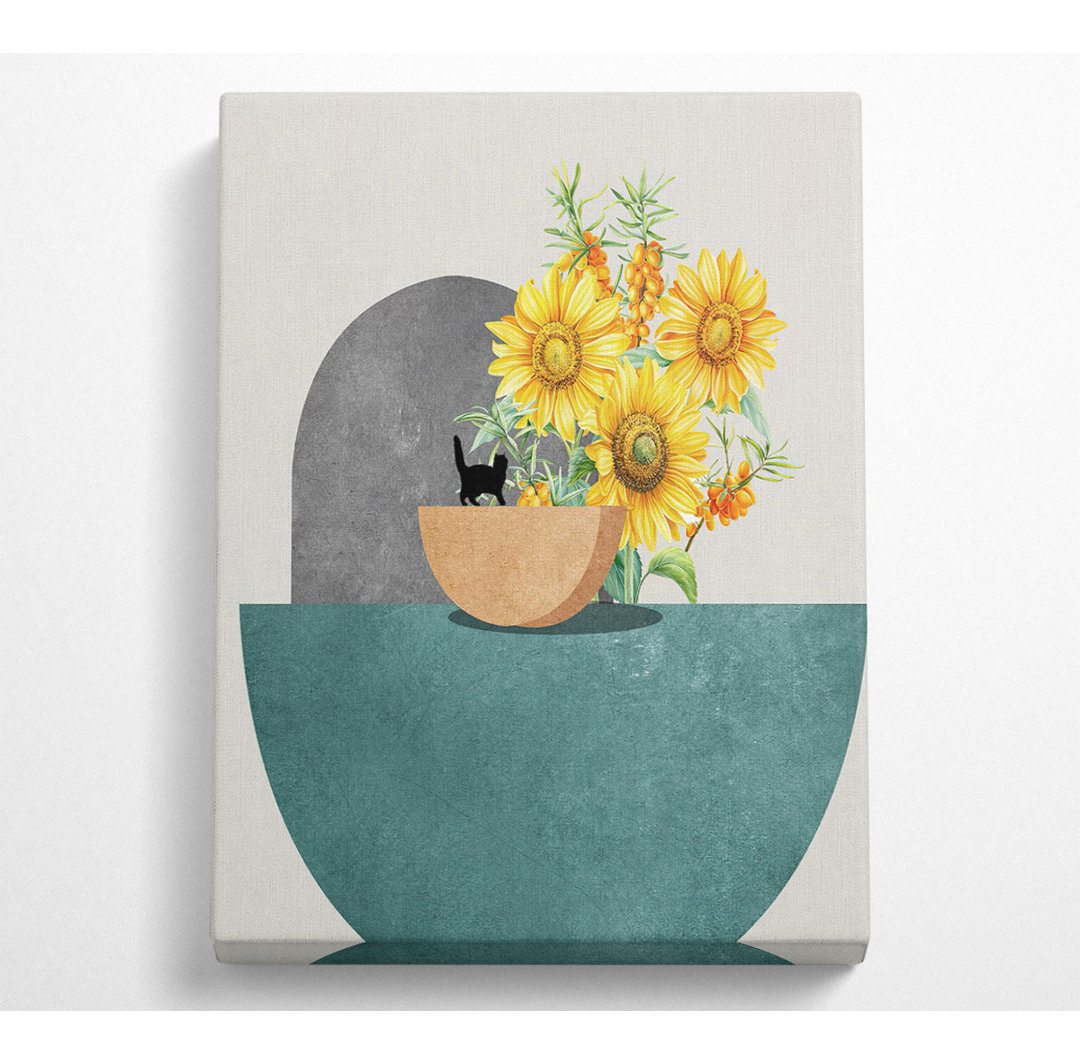 Sonnenblume Katze Canvas Druck