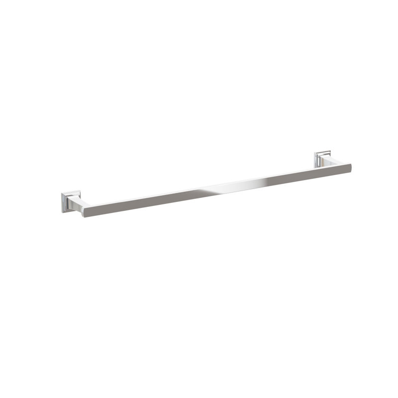 Barre à serviettes évasée transitionnelle 9 po avec rosette carrée Emtek, Chrome poli, H 1,625 po x L 25,375 po x P 3,125 po