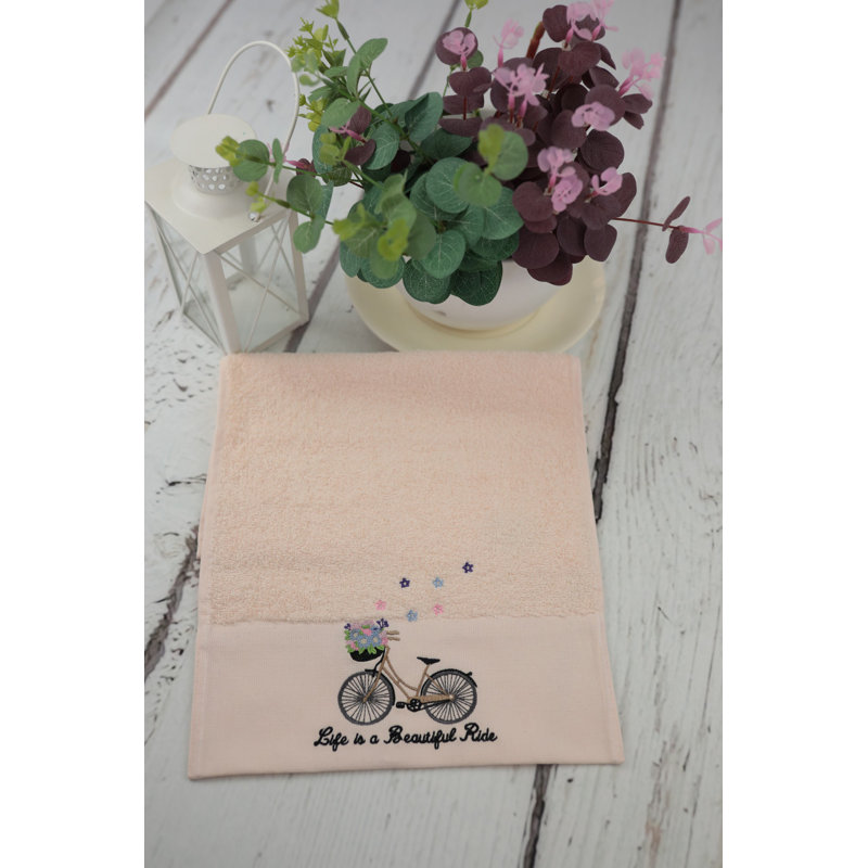 Serviette 100% coton Bentz, Poudre / noir / rose