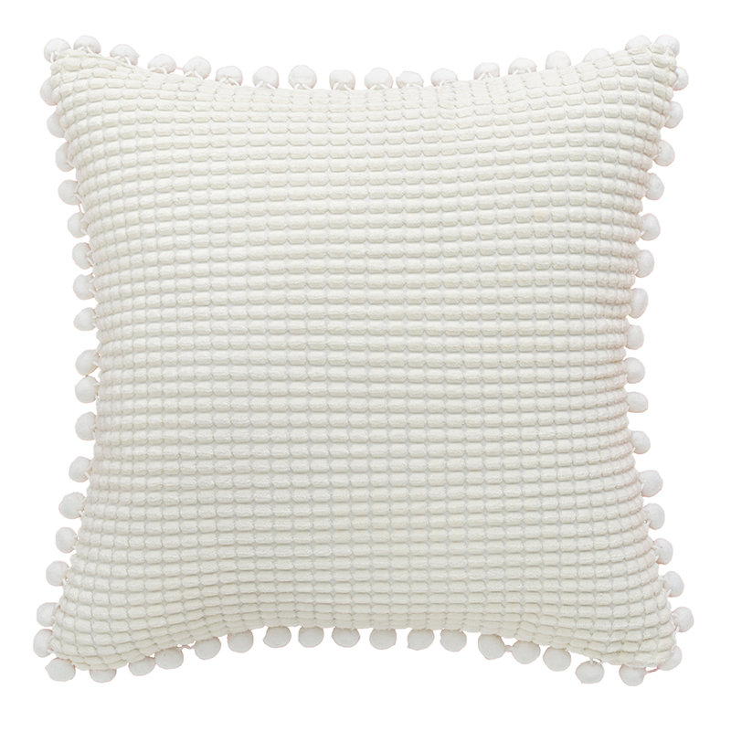  Housse de coussin rectangulaire en mélange de coton, Polyester/ Bourre en polyester, Blanc