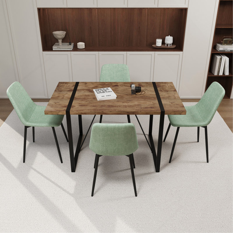 Ensemble de table de salle à manger en bois aggloméré de 55 po avec ensemble de 4 pièces de table de salle à manger en bois foncé