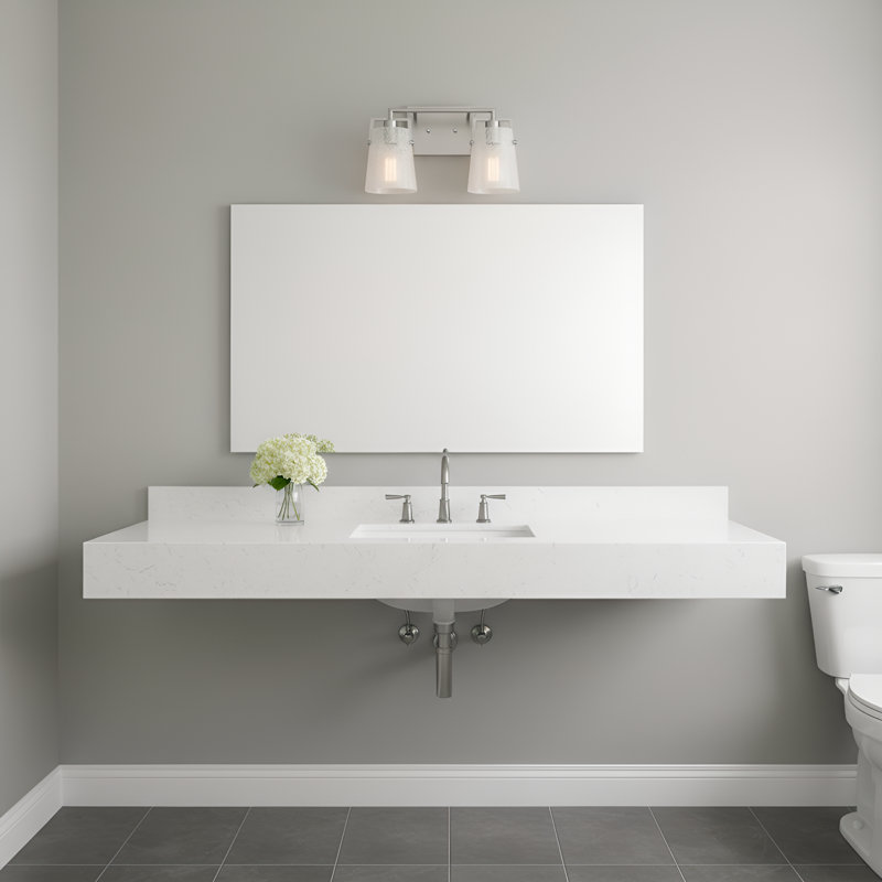 Applique murale de salle de bain 2 lumières Crofton au fini nickel brossé avec abat-jour en verre transparent craquelé