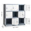 9 Doors Metal Locker, Lockable Steel Storage Cabinet, 66 lbs Loading Capacity, 2 Keys for Each Door, 3 Tiers Employee Lockers for Office, School, Gym, Easy Assembly, 90 x 45 x 94 cm, Gray