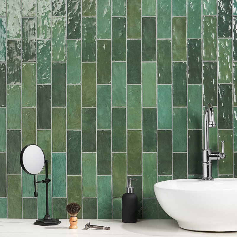 Portmore 3x8 Glazed Ceramic Tile, Green