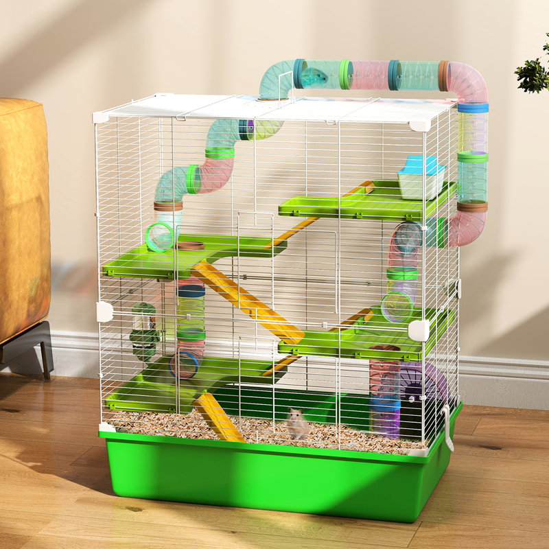 Très grand hamster 23 po - 5 niveaux, tubes, tunnels, cage de poignées de transport 23 po, coffre-fort