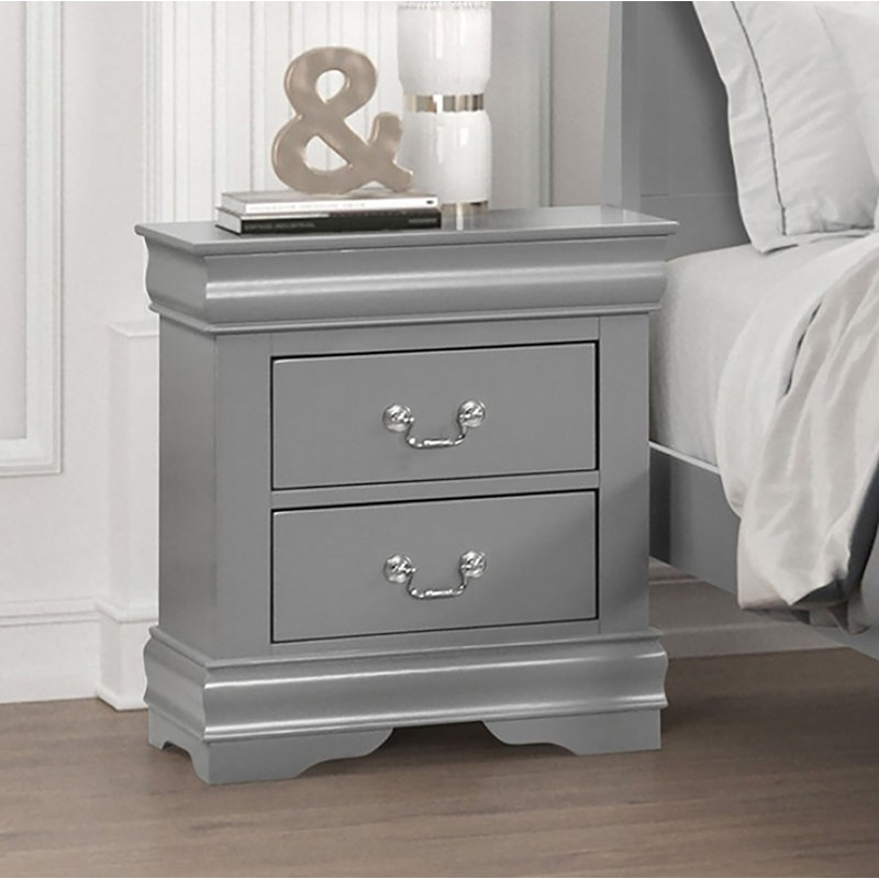 Table de chevet 2 tiroirs Riverrock, Gris