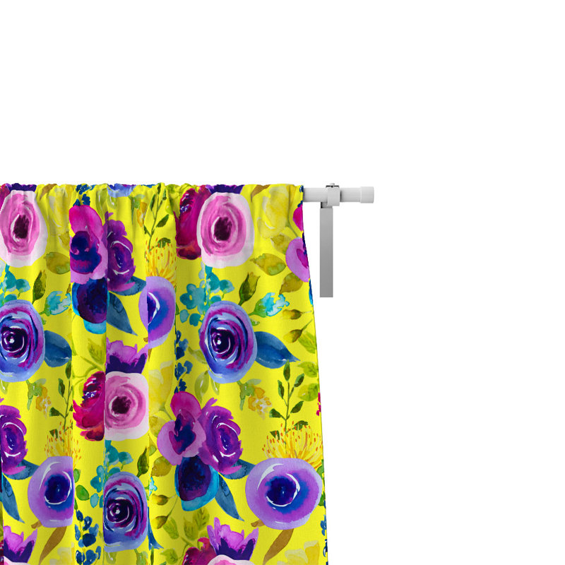 Panneau de rideau simple semi-transparent floral, L 20 po x L 61 po