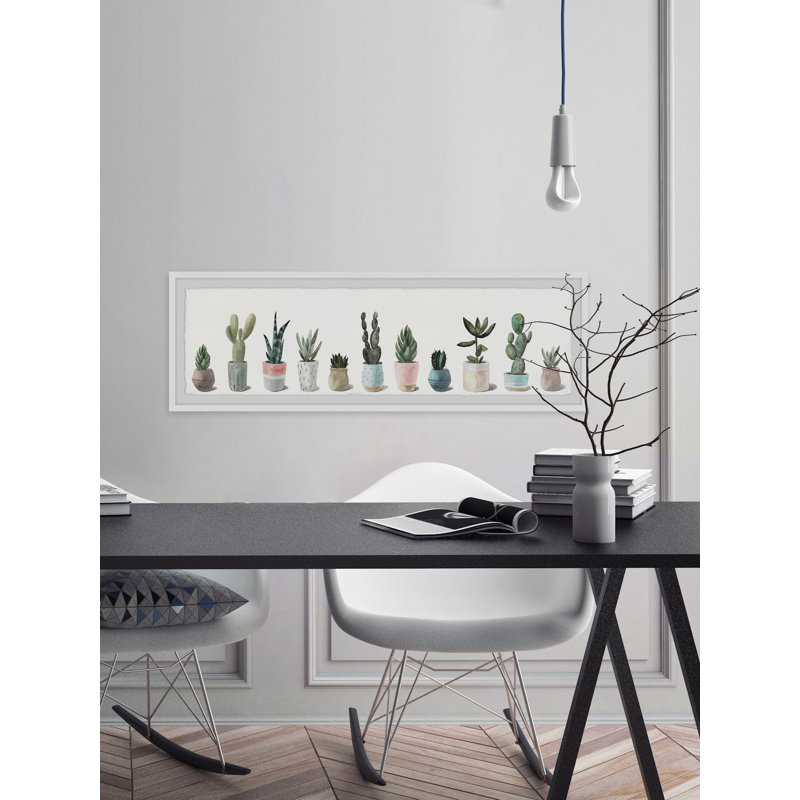 Row Of Succulent Plants by Marmont Hill - Single Picture Frame Panoramic Painting, 38cm H x 114cm W