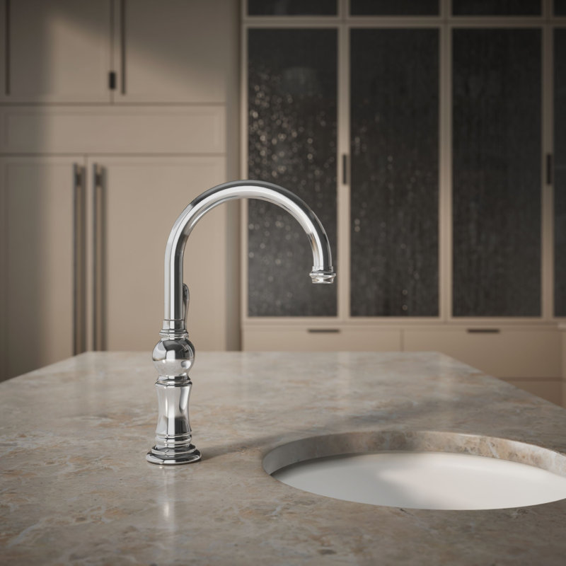 Artifacts® Single-Hole Bar Faucet with Supply Lines, Polished Chrome
