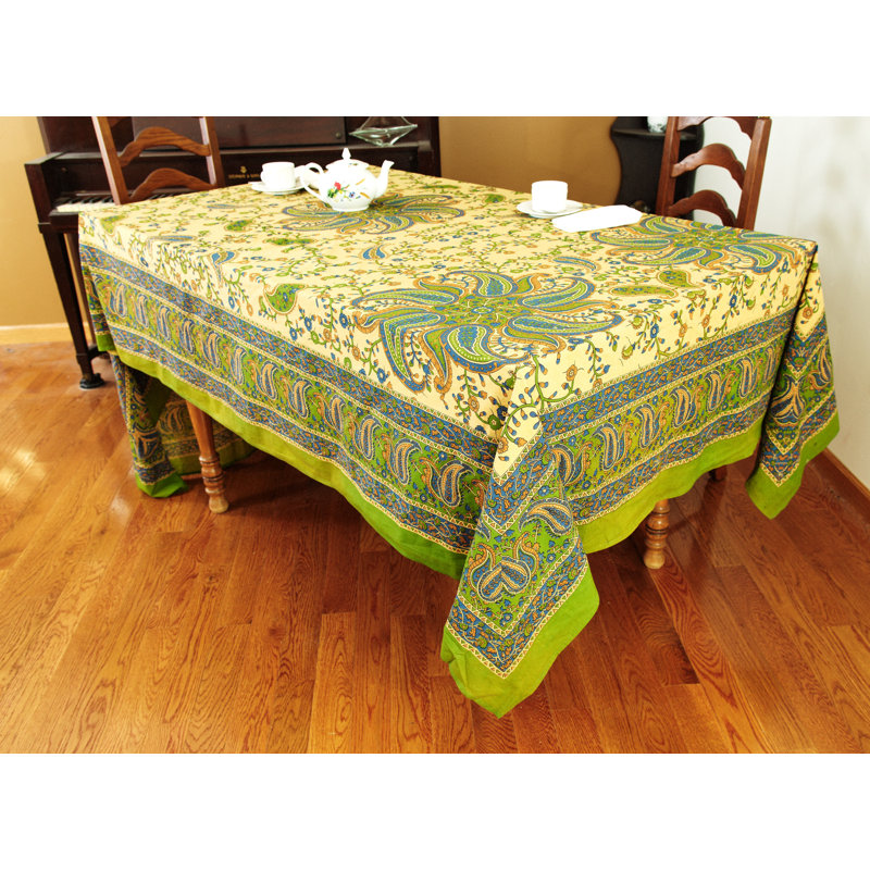 Codyallen Paisley 100% Cotton Tablecloth, 108" x 90", Green