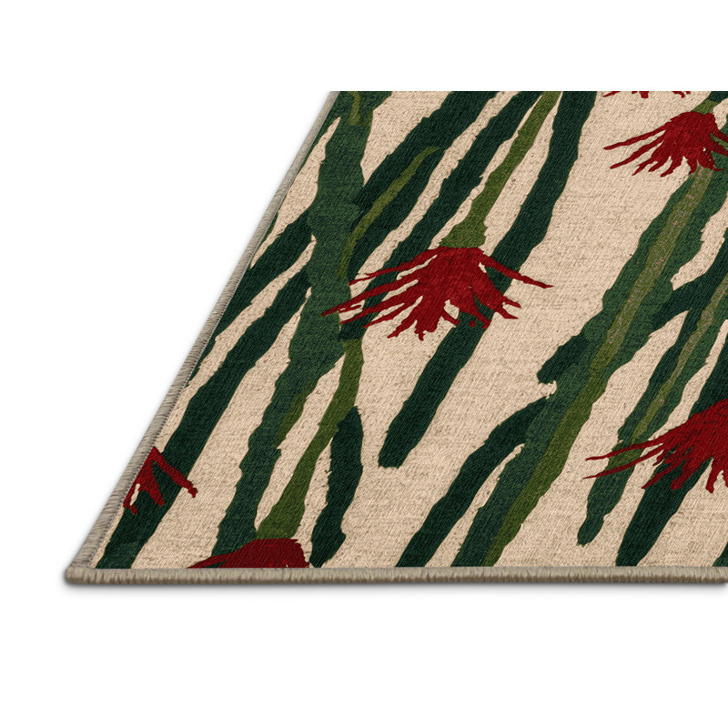 Tapis botanique brun lavable à la machine, Rond 4 pi